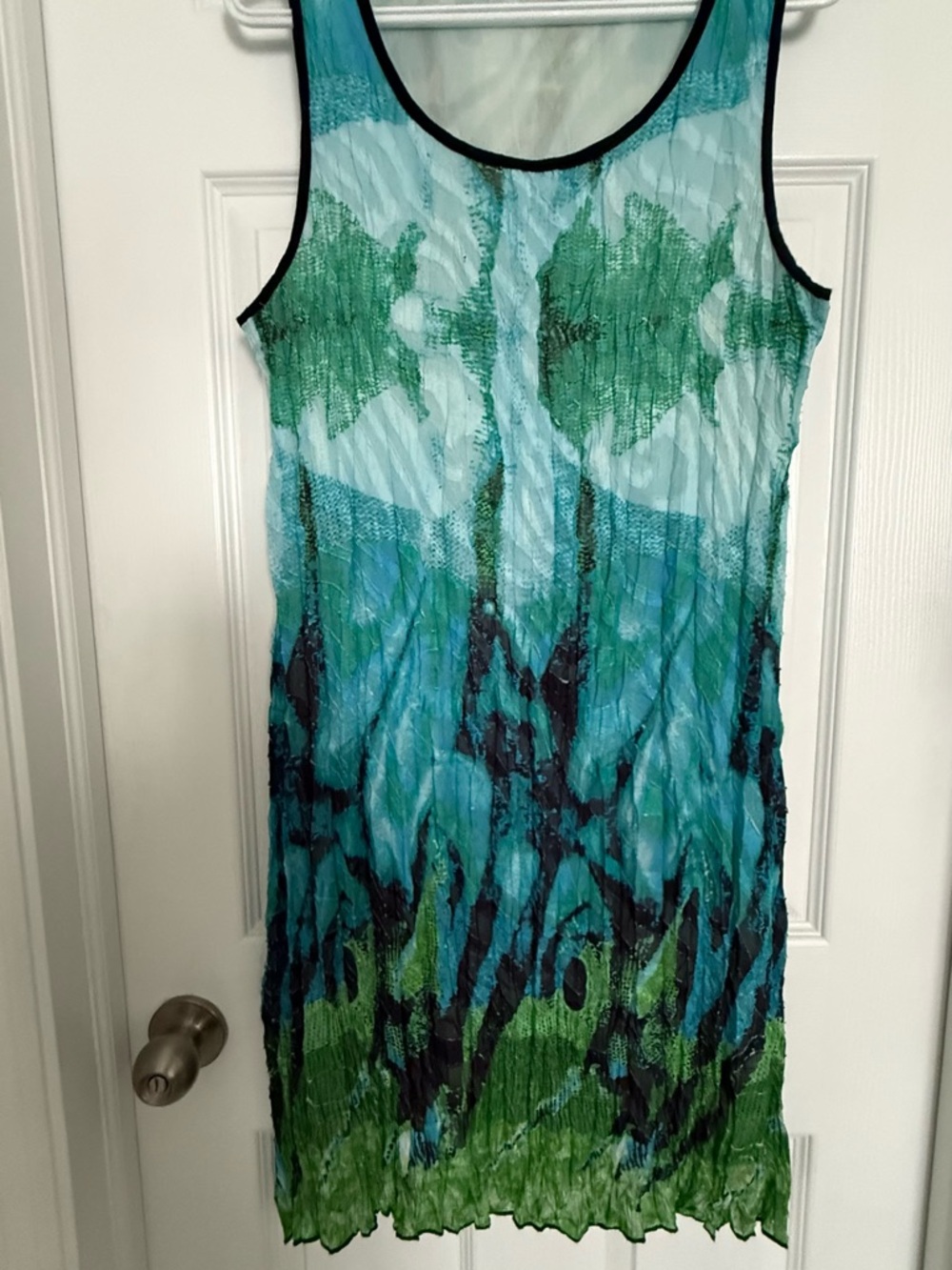 Cativa Blue Green Sleeveless Textured Tank Dress Size L